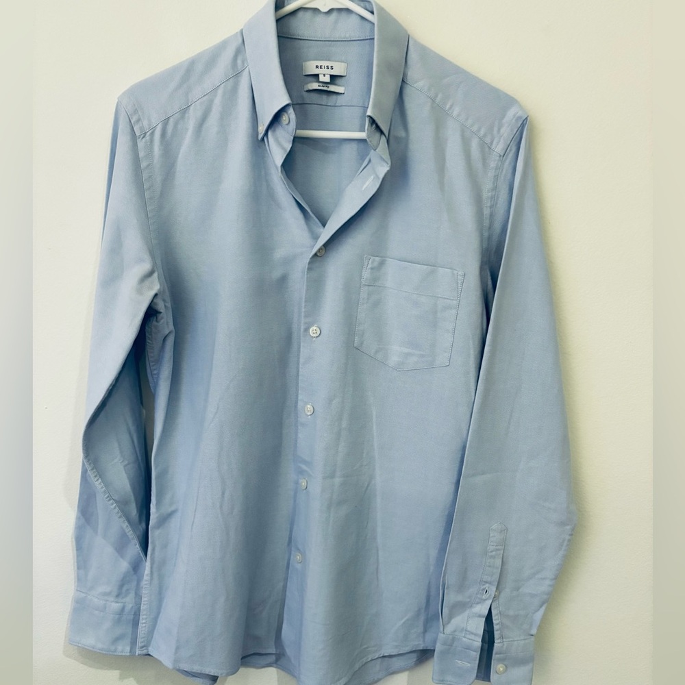 REISS Blue Button Down Dress Shirt Size Small